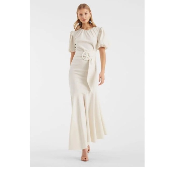 Dresses & Skirts - NWT $650 Sachin & Babi Elegant Cream Maxi Dress with Puff Sleeves size 8
